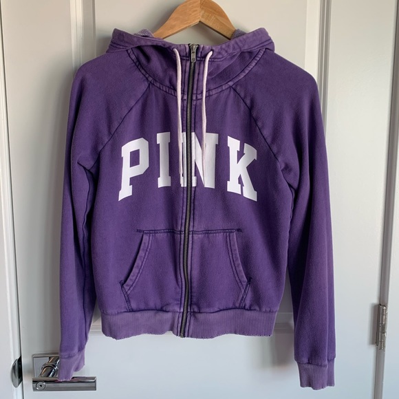 PINK Victoria's Secret Jackets & Blazers - VS PINK Full Zip Funnel Neck Hoodie Purple Wash